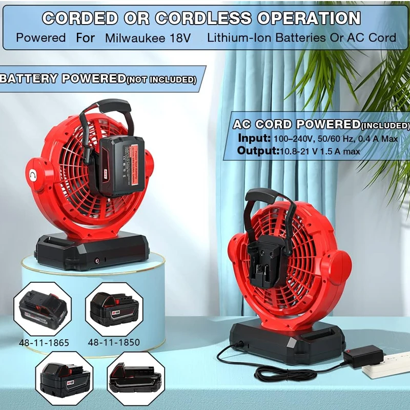 Power Tools For Construction - Ventilatore senza fili per Milwaukee 18V